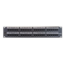 Cat 6 Flat 110-Style Patch Panel, 48-Port, 2RU, Magnifying Lens Holder