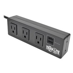 Protect It| 3-Outlet Surge Protector with Mounting Brackets, 10 ft. Cord, 510 Joules, 2 USB Charging Ports, Black Housing