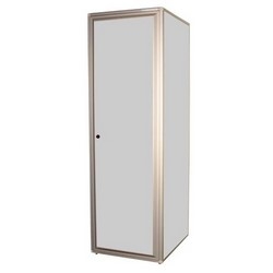 Enclosure Cabinet System, Plexiglass Door, Square Punched Rail, 45U, 2000 Lb Load, 19&quot; Width x 30&quot; Depth x 84&quot; Height, Anodized Aluminum, Black