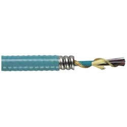 Fiber Optic Cable, Type OFCP, Single-Mode, Tight Buffer, 12-Fiber, 0.47&quot; Diameter, Distribution Plenum, Interlock Aluminum Armor, Yellow Jacket, For Indoor