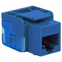 Modular Connector, EZ Style, Cat 5E, 8-Position/Conductor, RJ45 Keystone Jack, 22 to 24 AWG, 1.5 Ampere, 20 Milliohm Contact Resistance, ABS Plastic, Blue