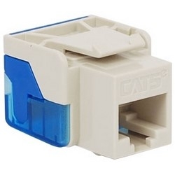 Modular Connector, EZ Style, Cat 5E, 8-Position/Conductor, RJ45 Keystone Jack, 22 to 24 AWG, 1.5 Ampere, 20 Milliohm Contact Resistance, ABS Plastic, White