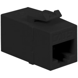 Modular Connector, HD Style, Cat 5E, 8-Position/Conductor, RJ45 Keystone Coupler, 1.5 Ampere, ABS Plastic, Black