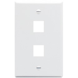 Communication Faceplate, 1-Gang, 2-Port, Flat, 2.75&quot; Width x 0.44&quot; Depth x 4.5&quot; Height, ABS Plastic, Textured, White, For Voice, Data