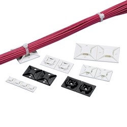 Cable Tie Mount, Adhesive, 1&quot;x1&quot; (25.4mm x 25.4mm), White, Nylon 6.6, 500 Pieces