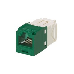 Mini-Com Jack Module, Category 6, UTP, 8-Position 8-Wire, Universal Wiring, Green, TG Style, 100 Pk