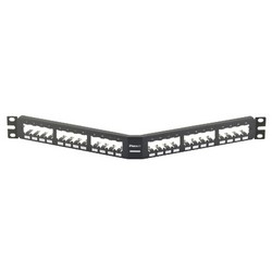 Patch Panel, 24 Port, Angled, All Metal, Black