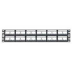 48-Port Patch Panel With Labels, Supplied With Twelve Factory Installed CFFPL4 Type Front Removable Snap-In Faceplates
