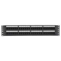 NK All Molded Punchdown Patch Panel, Category 6, Flat, 48 Port, 2 RU