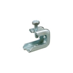 Beam Clamp. Plated Steel. 1/4/20 threaded rod size. Static Load rating 75lbs.