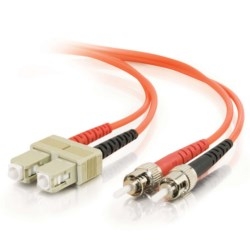Fiber Optic Jumper Cable, ST/SC, Multimode, OM3/OM4, 62.5 Micrometer Fiber, 2 Meter Length