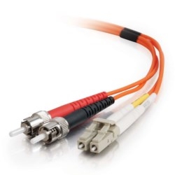 Fiber Optic Jumper Cable, LC/ST, Multimode, OM3/OM4, 62.5 Micrometer Fiber, 2 Meter Length