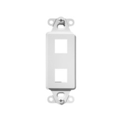 Decorator Outlet Strap, 2-Port, Keystone Insert Plug, 1.65&quot; Width x 0.28&quot; Depth x 4.19&quot; Height, ABS Plastic, White