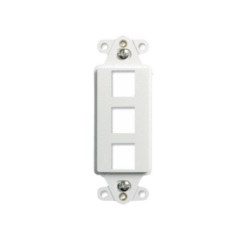 Decorator Outlet Strap, 3-Port, Keystone Insert Plug, 1.65&quot; Width x 0.28&quot; Depth x 4.19&quot; Height, ABS Plastic, White