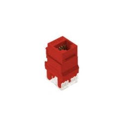 Keystone Insert, Cat 5E, RJ45, 1-Port, 4-Pair, 24 to 22 AWG Wire, T568A/B Wiring, 1.28&quot; Length x 0.64&quot; Width x 0.87&quot; Depth, ABS Plastic, Red