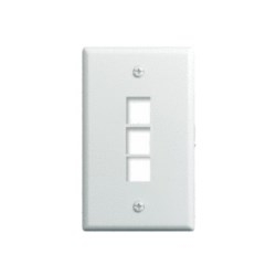 Keystone Wallplate, 1-Gang, 3-Port, 2.94&quot; Width x 0.44&quot; Depth x 4.69&quot; Height, ABS Plastic, White