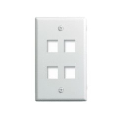 Keystone Wallplate, 1-Gang, 4-Port, 2.94&quot; Width x 0.44&quot; Depth x 4.69&quot; Height, ABS Plastic, White