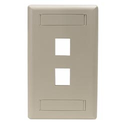Plate, Wall, Flush, 2-G, 6Port, Electric Ivory