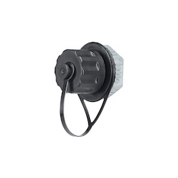 Category 5e, RJ45, 8-position, 8-wire Industrial Black Bulkhead Coupler With Protective Cover