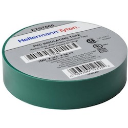 Electrical Tape, .75&quot; x 66&#8217; Roll, 7.0 mil Thick, PVC, Green, 10 rolls/pkg