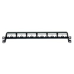 1 RU Recessed Patch Panel, 24-Port, Includes Front Removable Snap-In Faceplates, Labels, Black