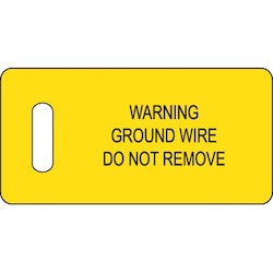 Ground Warning Tag, 2.75&quot;x1.38&quot; with slot, &#8217;Warning?&#8217;, 100 tags/pk, Black/Yellow
