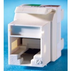 Category 5e Keystone jack, 8-position, 180 degree exit, icon compatible, T568A/B wiring, Cloud White. Package of 1.
