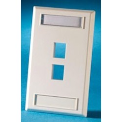 Single gang plastic faceplate, holds two Keystone jacks or modules, Wiremold Ivory