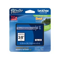 Brother TZE121 Black on Clear 9 mm Tape for P-touch, 8 m