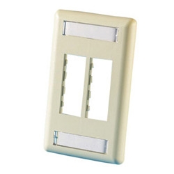 TracJack Faceplate, four-port (single gang), plastic, Electrical Ivory