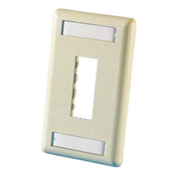 TracJack Faceplate, two-port (single gang), plastic, Electrical Ivory