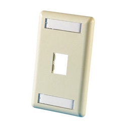 TracJack Faceplate, one-port (single gang), plastic, Electrical Ivory