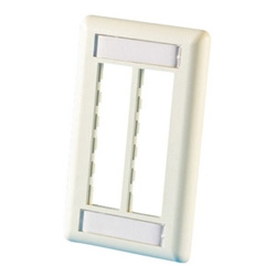 TracJack Faceplate, six-port (single gang), plastic, Wiremold Ivory