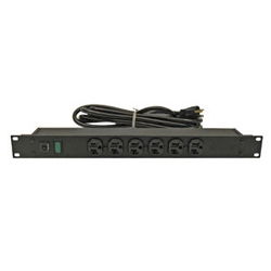 6 position Power Strip for 19&quot; mounting, 15 amp5-15P plut