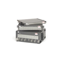 Fiber Optic Distribution Products; FO Distribution Product Type: Panel Accepts: Adapter Plates, Cassettes, and Splice Trays Panel Height: 88.90 mm Rack Units: 2 6 Loaded Adapter Plates