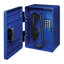 Outdoor Division 2 Industrial Telephone, Analog, Constructed of a Blue High-impact, Anti-corrosive Enclosure with a Braille Keypad, Noise Canceling Microphone and Volume Control Handset