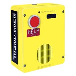 ADA, Hands-free Outdoor Emergency Telephone, Analog, Surface-mount, One Large Red Auto-dial Button, Cast Aluminum Housing with Tamper-resistant Hardware, Yellow Epoxy Finish