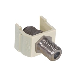 Audio Video Connector, F-Type Coupler, nickel, white. Sold in carton increments only. Carton contains - 25 keystone connectors (individually bagged).
