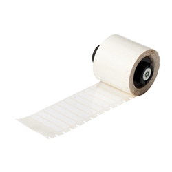 White polyester label for faceplates, and equipment ID.  Use in Brady TLS2200 printer.  1.5&quot; wide by 0.25&quot; high.