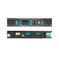 Vertical eConnect PDU,Monitored, L21-30 Plug, Three Phase WYE, 120/208V, 30A, (24) C13 (9) C19 (3) 5-20R Outlets,120/208V, 3 x 2P 20A Hydraulic Magnetic Breakers, No Surge Protection, Graphical Local Display, Ethernet, IP and Serial Monitoring, USB