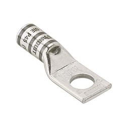 Tin-Plated Copper Compression Lug, 1 Hole, Standard Barrel With Window, 6 AWG, 3/8&quot; Stud Hole