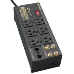 Isobar 6-Outlet Surge Protector, 6 ft. Cord with Right-Angle Plug, 2850 Joules, Diagnostic LEDs, Tel/Coax/Modem, Metal