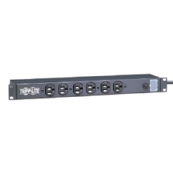 1U Rack-Mount Network Server Power Strip, 120V, 15A, 6-Outlet (Front-Facing), 15-ft. Cord