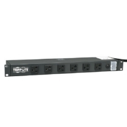 1U Rack-Mount Power Strip, 120V, 20A, 5-20P, 12 Outlets (6 Front-Facing, 6-Rear-Facing) 15-ft. Cord