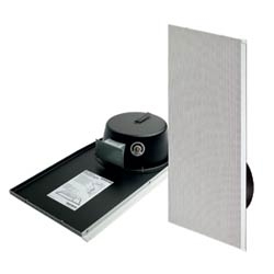 Drop-in ceiling speaker, 1 ft. x 2 ft., integrated support rail