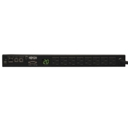 1.9kW Single-Phase Monitored PDU, 120V Outlets (8 5-15/20R), L5-20P/5-20P Adapter, 12ft Cord, 1U Rack-Mount, LX Platform Interface, TAA