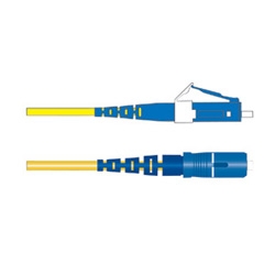 Fiber Optic Jumper, 2 fiber, LC Duplex to SC Duplex, Zipcord Tight-Buffered Cable, Riser, with 2.0 mm legs, Bend-improved Single-mode (OS2), 5 m