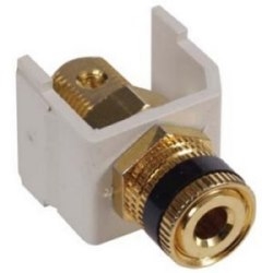 Audio video connector, speaker post, gold, black ring, white