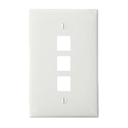 QuickPort Midsize Wallplate, Single Gang, 3-Port, White