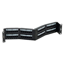 GigaMax Category 5e Universal Recessed Angled Patch Panel, 48-Port, 2RU, Cat 5e